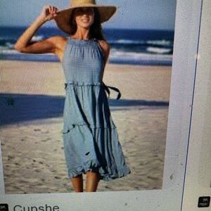 NWT Cupshe Slate Smocked and Ruffled Dress Size Small